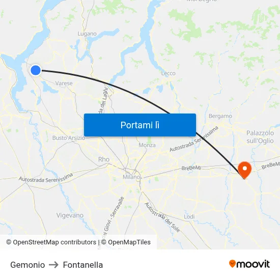 Gemonio to Fontanella map