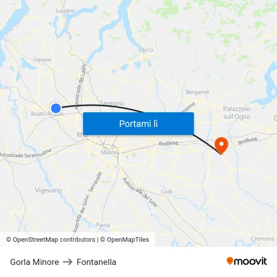 Gorla Minore to Fontanella map