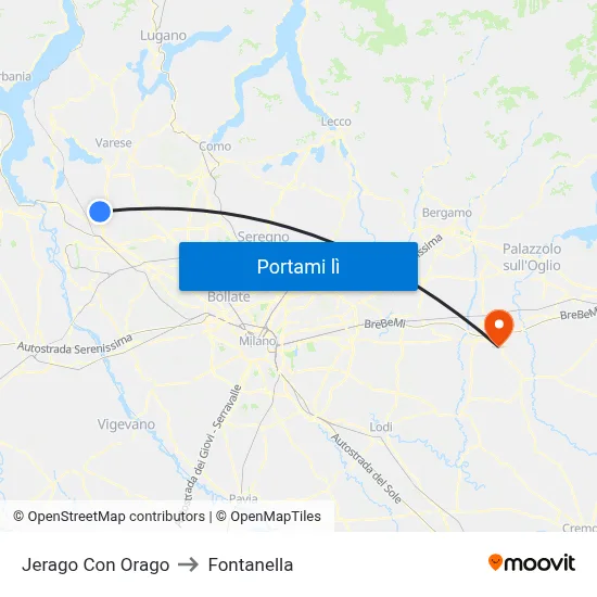 Jerago Con Orago to Fontanella map