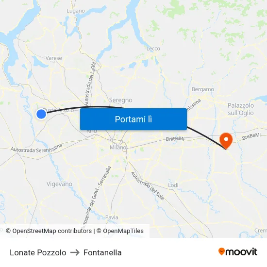Lonate Pozzolo to Fontanella map