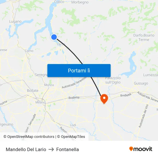 Mandello Del Lario to Fontanella map