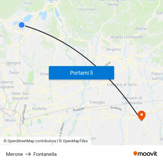 Merone to Fontanella map