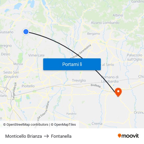 Monticello Brianza to Fontanella map