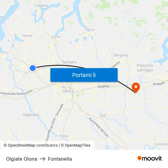Olgiate Olona to Fontanella map