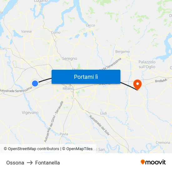 Ossona to Fontanella map