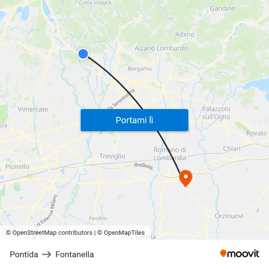 Pontida to Fontanella map