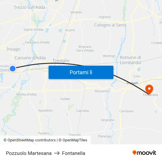 Pozzuolo Martesana to Fontanella map