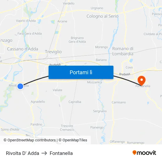 Rivolta D' Adda to Fontanella map