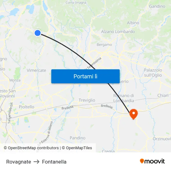Rovagnate to Fontanella map
