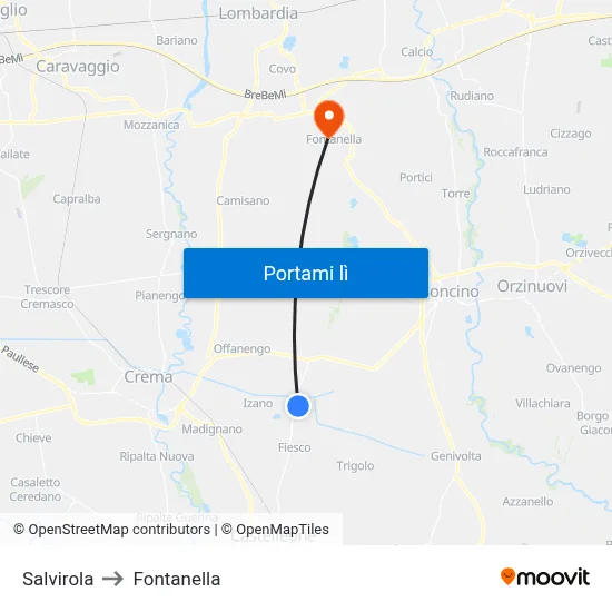 Salvirola to Fontanella map