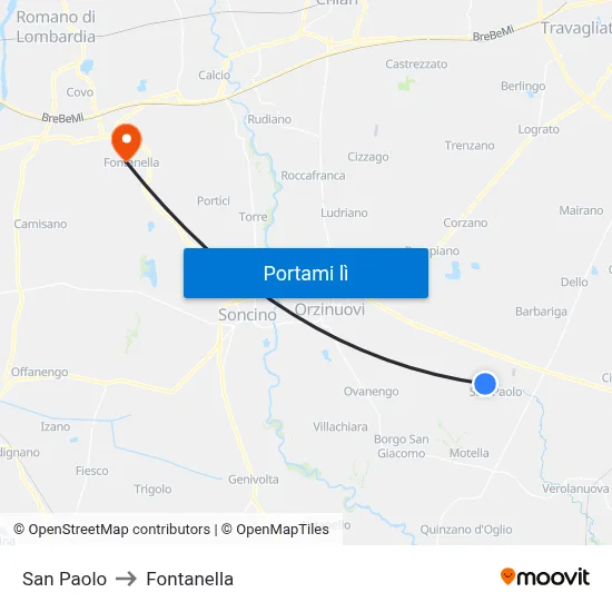 San Paolo to Fontanella map