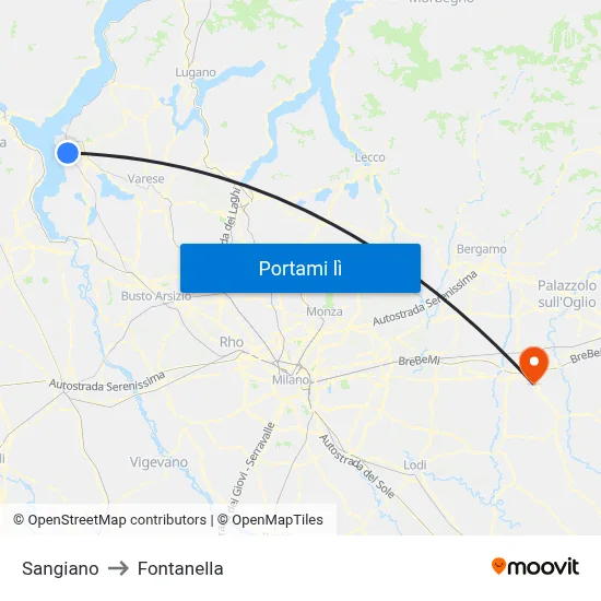 Sangiano to Fontanella map