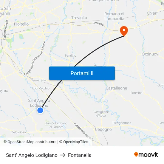 Sant' Angelo Lodigiano to Fontanella map