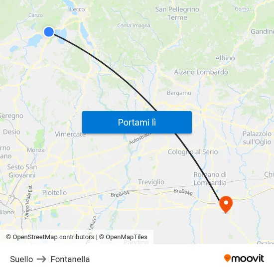 Suello to Fontanella map