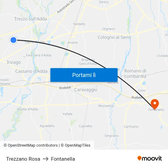 Trezzano Rosa to Fontanella map