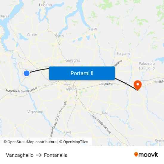 Vanzaghello to Fontanella map