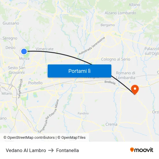 Vedano Al Lambro to Fontanella map