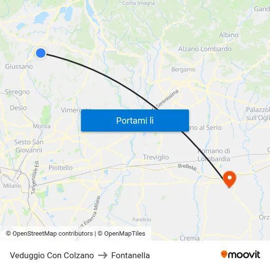 Veduggio Con Colzano to Fontanella map