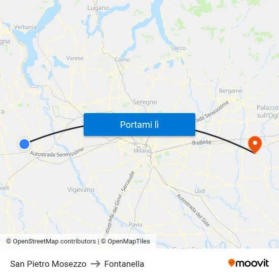 San Pietro Mosezzo to Fontanella map