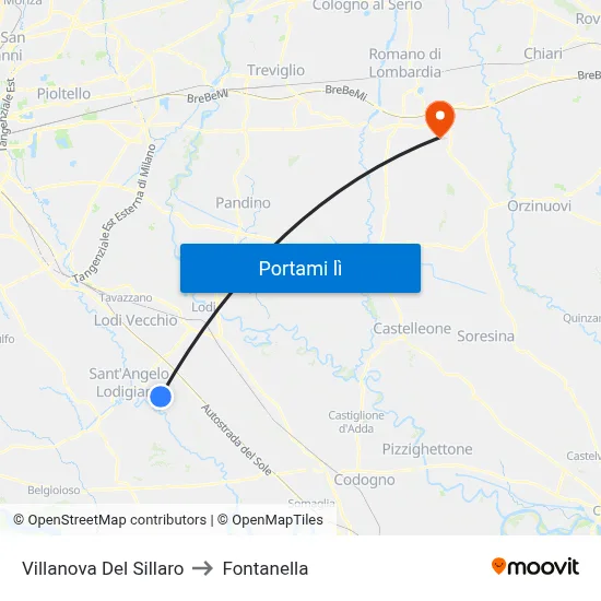 Villanova Del Sillaro to Fontanella map