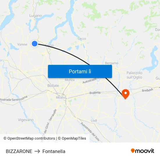 BIZZARONE to Fontanella map