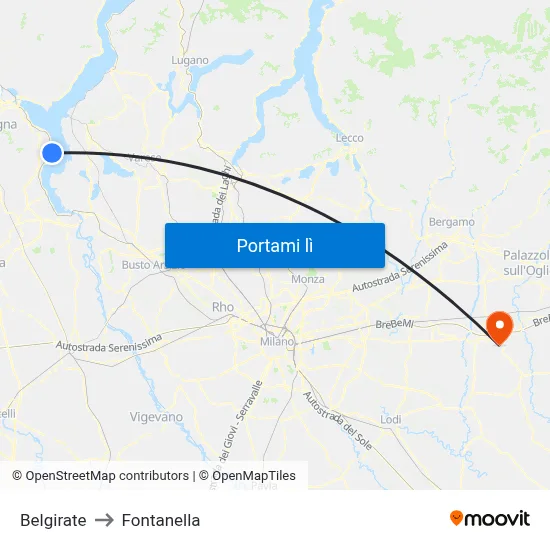 Belgirate to Fontanella map