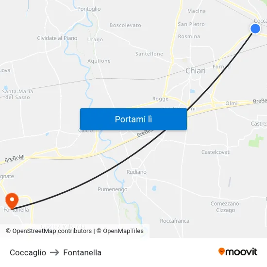 Coccaglio to Fontanella map