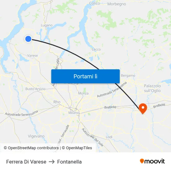 Ferrera Di Varese to Fontanella map