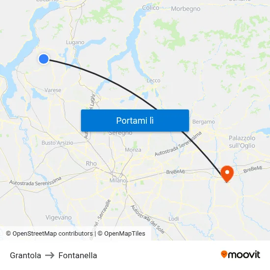 Grantola to Fontanella map