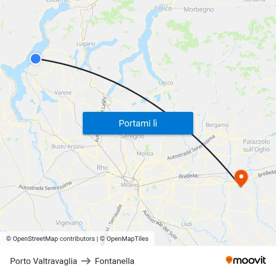 Porto Valtravaglia to Fontanella map