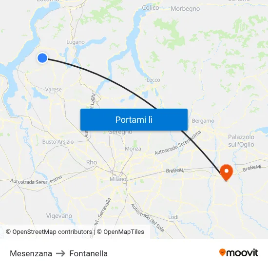 Mesenzana to Fontanella map