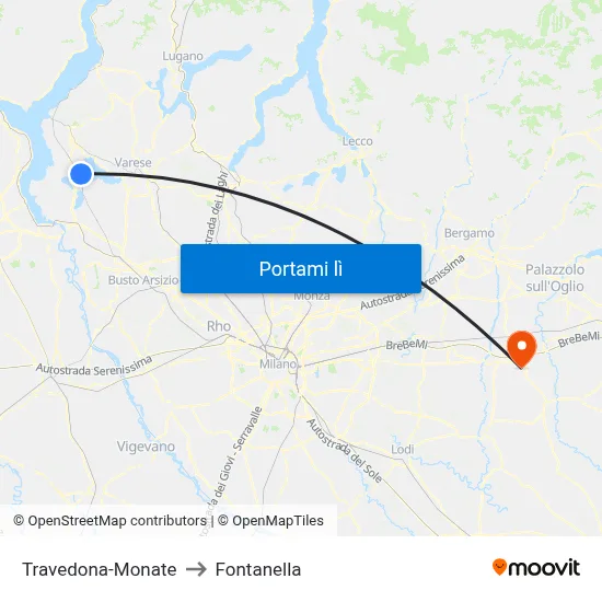 Travedona-Monate to Fontanella map