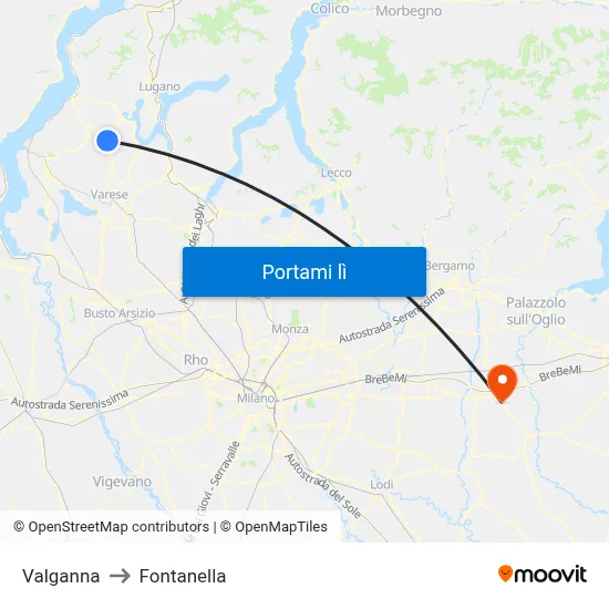 Valganna to Fontanella map