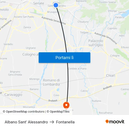 Albano Sant' Alessandro to Fontanella map