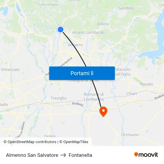 Almenno San Salvatore to Fontanella map