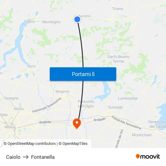 Caiolo to Fontanella map