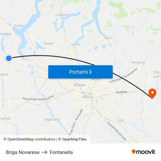 Briga Novarese to Fontanella map