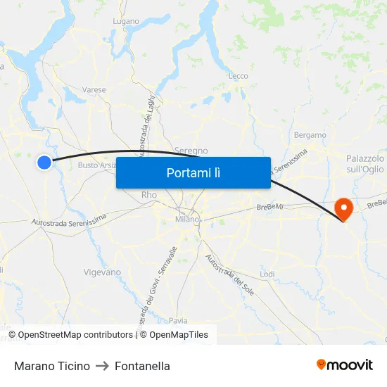 Marano Ticino to Fontanella map