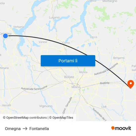 Omegna to Fontanella map