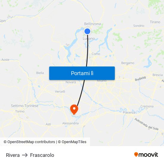 Rivera to Frascarolo map