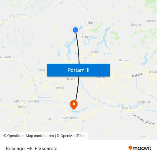 Brissago to Frascarolo map