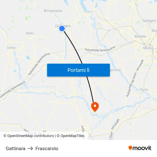 Gattinara to Frascarolo map