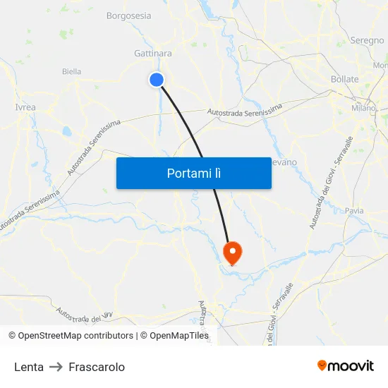 Lenta to Frascarolo map