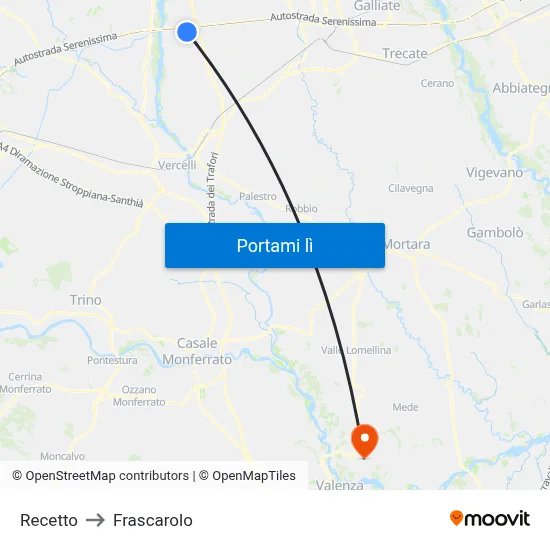 Recetto to Frascarolo map