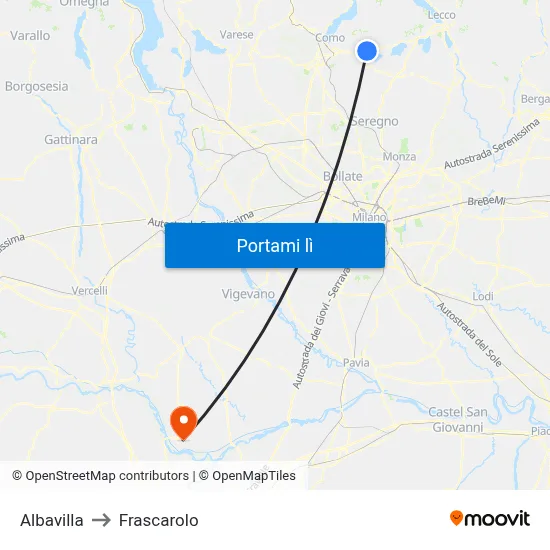 Albavilla to Frascarolo map