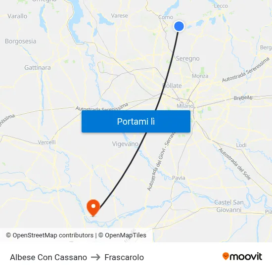 Albese Con Cassano to Frascarolo map