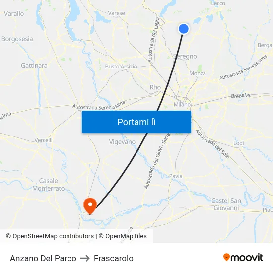 Anzano Del Parco to Frascarolo map