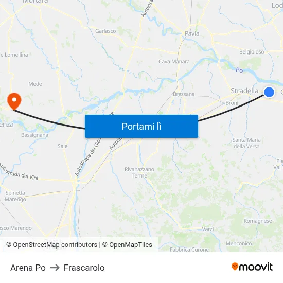 Arena Po to Frascarolo map