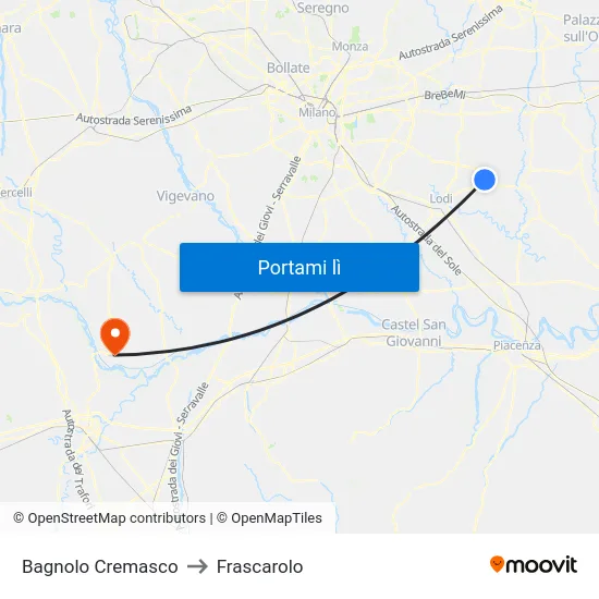 Bagnolo Cremasco to Frascarolo map
