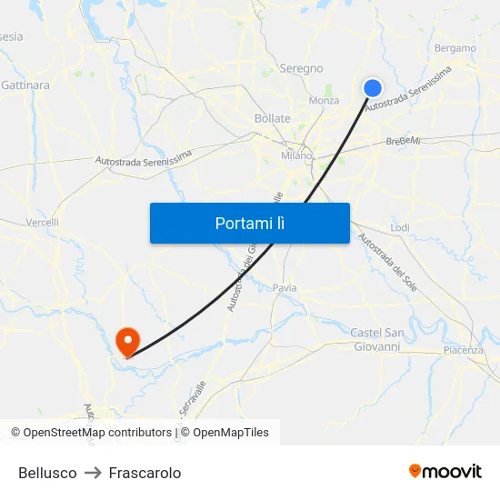 Bellusco to Frascarolo map